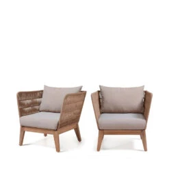 BELLENY 2 Fauteuils De Jardin Vintage Bois Et Corde -Meubles Soldes Magasin lot de 2 fauteuils de jardin vintage bois et corde belleny 2