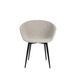 CHARLY Lot De 2 Fauteuils De Table En Tissu Bouclette Et Métal -Meubles Soldes Magasin lot de 2 fauteuils de table en tissu bouclette et metal charly 1