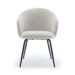 CALABRA Lot De 2 Fauteuils De Table En Tissu Bouclette Et Métal -Meubles Soldes Magasin lot de 2 fauteuils de table tissu bouclette metal drawer calabra 2