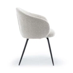 CALABRA Lot De 2 Fauteuils De Table En Tissu Bouclette Et Métal -Meubles Soldes Magasin lot de 2 fauteuils de table tissu bouclette metal drawer calabra 4