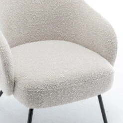 CALABRA Lot De 2 Fauteuils De Table En Tissu Bouclette Et Métal -Meubles Soldes Magasin lot de 2 fauteuils de table tissu bouclette metal drawer calabra 6