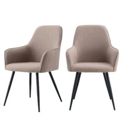 HARBO Lot De 2 Fauteuils De Table En Tissu Et Métal