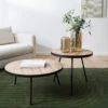 TARAKAN Lot De 2 Tables Basses Rondes En Teck Recyclé Et Métal ø74-58cm -Meubles Soldes Magasin lot de 2 tables basses rondes teck recycle metal 74 58cm drawer tarakan