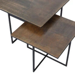 OLAN Lot De 2 Tables D'appoint En Métal -Meubles Soldes Magasin lot de 2 tables d appoint metal olan woood 4