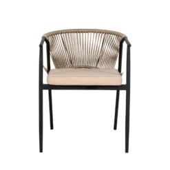 NAPOLI Lot De 4 Chaises De Jardin En Acier Et Corde