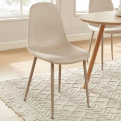 HEKI Lot De 4 Chaises En Velours Pieds En Métal -Meubles Soldes Magasin lot de 4 chaises velours pieds metal beige heki 5