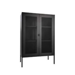 MELBOURNE Vaisselier En Métal Avec Portes Grillagées -Meubles Soldes Magasin melbourne vaisselier metal portes grillagees house nordic 2