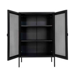 MELBOURNE Vaisselier En Métal Avec Portes Grillagées -Meubles Soldes Magasin melbourne vaisselier metal portes grillagees house nordic 3