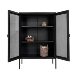 MELBOURNE Vaisselier En Métal Avec Portes Grillagées -Meubles Soldes Magasin melbourne vaisselier metal portes grillagees house nordic 4