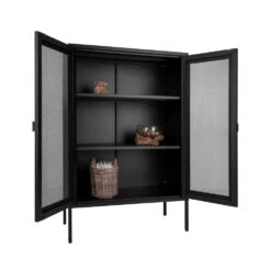 MELBOURNE Vaisselier En Métal Avec Portes Grillagées -Meubles Soldes Magasin melbourne vaisselier metal portes grillagees house nordic 5