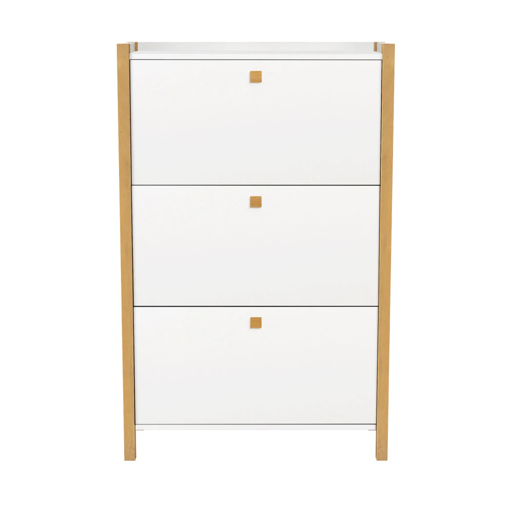 HANNOVER Meuble à Chaussures En Bois 3 Portes 4 HANNOVER Meuble à Chaussures En Bois 3 Portes – Image 2