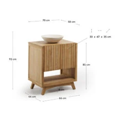 KUVENI Meuble De Salle De Bain 2 Portes, 1 Niches En Bois L70cm -Meubles Soldes Magasin meuble de salle de bain 2 portes 1 niches bois l70cm kave home kuveni 6
