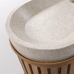 ROKIA Meuble De Salle De Bain 2 Portes En Bois Avec Vasque En Terrazzo 90x80cm -Meubles Soldes Magasin meuble de salle de bain 2 portes bois vasque terrazzo 90x80cm kave home rokia 4