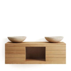 KENTA Meuble De Salle De Bain En Bois L120cm -Meubles Soldes Magasin meuble de salle de bain en bois l120cm kave home kenta 2