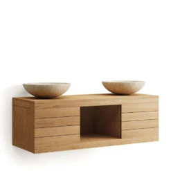 KENTA Meuble De Salle De Bain En Bois L120cm -Meubles Soldes Magasin meuble de salle de bain en bois l120cm kave home kenta 3