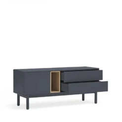 CORVO Meuble Tv 1 Porte 1 Niche Et Tiroir En Bois L140cm -Meubles Soldes Magasin meuble tv 1 porte 1 niche tiroir bois l140cm teulat corvo 4