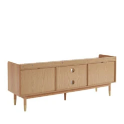BOMBONG Meuble TV 1 Porte 2 Tiroirs En Bois Et Cannage L160cm -Meubles Soldes Magasin meuble tv 1 porte 2 tiroirs en bois et cannage l160cm bombong 4