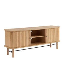 MATI Meuble TV 2 Portes 2 Niches En Bois L150cm -Meubles Soldes Magasin meuble tv 2 portes 2 niches bois l150cm mati 2