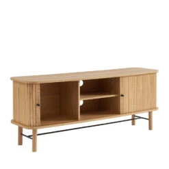 MATI Meuble TV 2 Portes 2 Niches En Bois L150cm -Meubles Soldes Magasin meuble tv 2 portes 2 niches bois l150cm mati 3