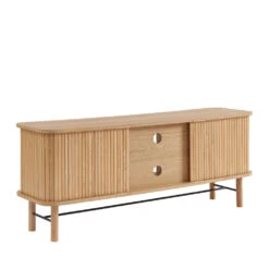 MATI Meuble TV 2 Portes 2 Niches En Bois L150cm -Meubles Soldes Magasin meuble tv 2 portes 2 niches bois l150cm mati 5