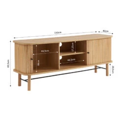 MATI Meuble TV 2 Portes 2 Niches En Bois L150cm -Meubles Soldes Magasin meuble tv 2 portes 2 niches bois l150cm mati 7