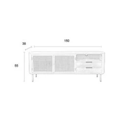 AMAYA Meuble Tv 2 Portes, 2 Tiroirs En Bois Et Métal -Meubles Soldes Magasin meuble tv 2 portes 2 tiroirs bois metal amaya 9