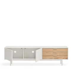 SIERRA Meuble TV 2 Portes, 3 Tiroirs En Bois L180cm -Meubles Soldes Magasin meuble tv 2 portes 3 tiroirs bois l180cm sierra teulat 2