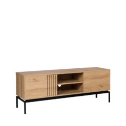 KROKOM Meuble TV 2 Portes En Bois Et Métal L150cm -Meubles Soldes Magasin meuble tv 2 portes bois metal l150cm drawer krokom 2