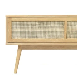 KIYO Meuble Tv 2 Portes En Bois Et Rotin L150cm -Meubles Soldes Magasin meuble tv 2 portes bois rotin l150cm kiyo 4