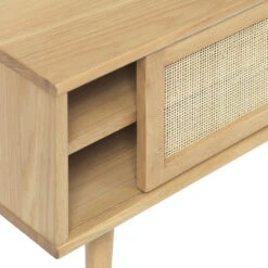 KIYO Meuble Tv 2 Portes En Bois Et Rotin L150cm -Meubles Soldes Magasin meuble tv 2 portes bois rotin l150cm kiyo 5