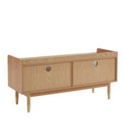 BOMBONG Meuble TV 2 Tiroirs En Bois Et Cannage L120cm -Meubles Soldes Magasin meuble tv 2 tiroirs bois cannage l120cm bombong 4