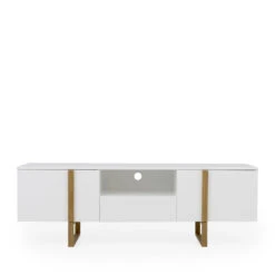 BIRKA Meuble TV En Bois 2 Portes 1 Tiroir L177cm