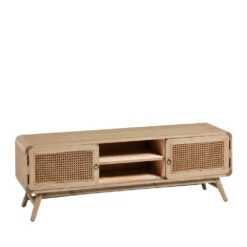 JARABACOA Meuble TV En Bois Et Cannage -Meubles Soldes Magasin meuble tv bois cannage jarabacoa 2