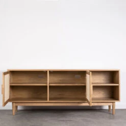 HOGARN Meuble TV Design 2 Portes Bois Et Cannage 13 HOGARN Meuble TV Design 2 Portes Bois Et Cannage -Meubles Soldes Magasin meuble tv design 2 portes bois rotin hogarn 3