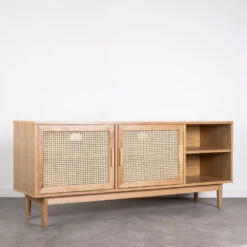 HOGARN Meuble TV Design 2 Portes Bois Et Cannage 14 HOGARN Meuble TV Design 2 Portes Bois Et Cannage -Meubles Soldes Magasin meuble tv design 2 portes bois rotin hogarn 4