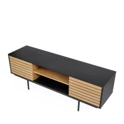 STRIPE Meuble TV Design En Bois Et Métal -Meubles Soldes Magasin meuble tv design bois metal woodman stripe 4