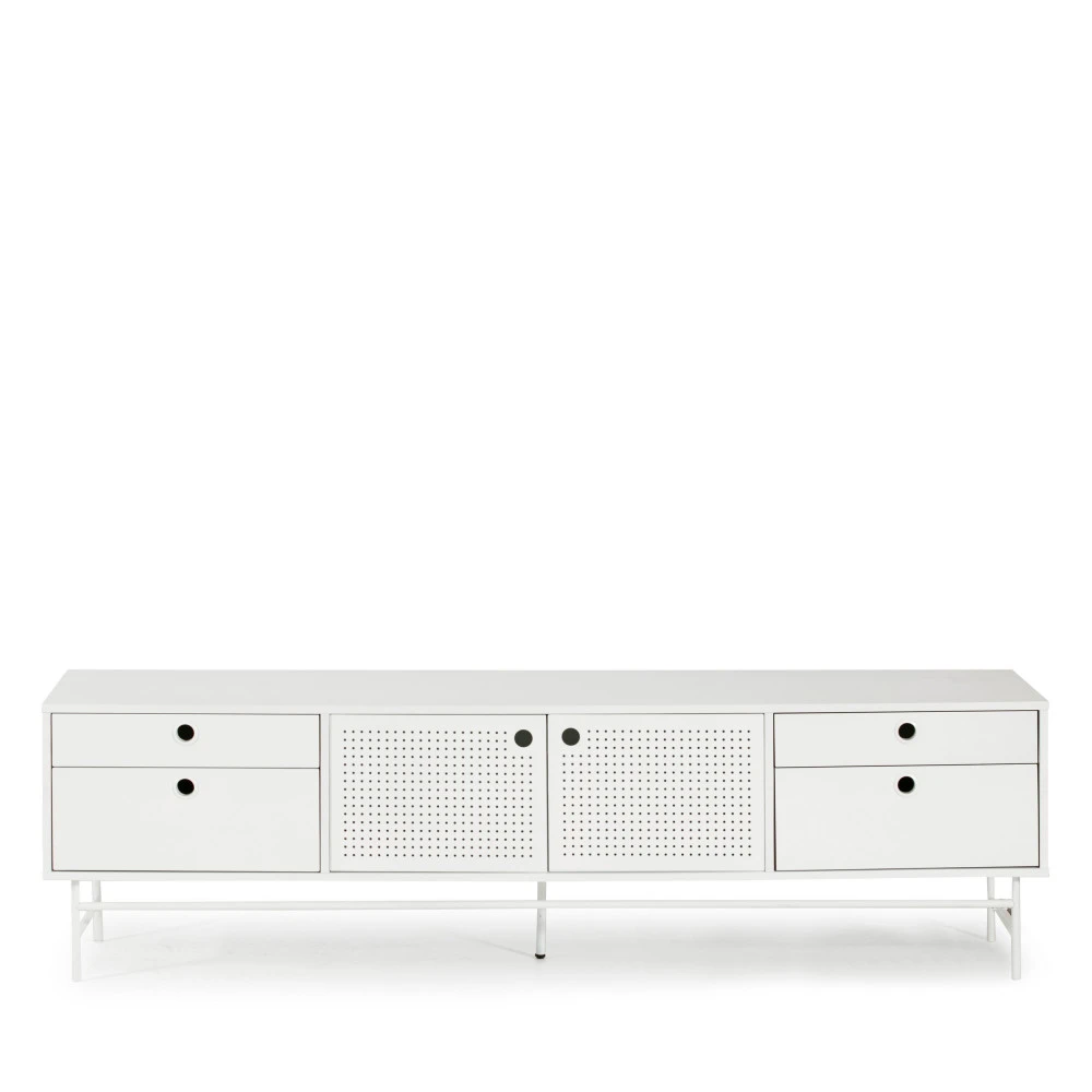 PUNTO Meuble Tv En Bois 2 Portes 4 Tirroirs L180cm 4 PUNTO Meuble Tv En Bois 2 Portes 4 Tirroirs L180cm – Image 2