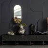 LOOK Miroir Ovale Avec étagère En Laiton -Meubles Soldes Magasin miroir ovale etagere laiton bepurehome look
