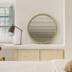 ALUM Miroir Rond En Bois ø80cm