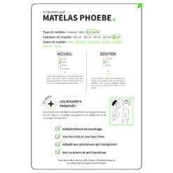 PHOEBE Matelas à Ressorts 7 Zones, Accueil équilibré -Meubles Soldes Magasin phoebe matelas ressorts 7 zones accueil equilibre 6