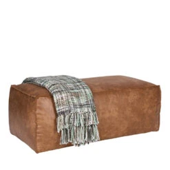 BRONCO Pouf Rectangulaire Vintage -Meubles Soldes Magasin pouf rectangulaire vintage en eco cuir bronco 4