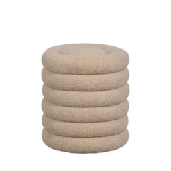 CARLY Pouf Rond En Bouclette ø40cm -Meubles Soldes Magasin pouf rond bouclette 40cm woood carly 1