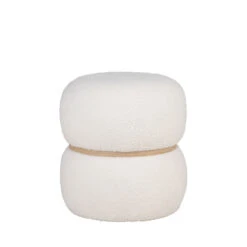 MILFORD Pouf Rond En Tissu Bouclette ø38cm