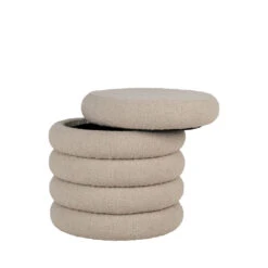 BROOKLYN Pouf Rond En Tissu Bouclette ø44cm -Meubles Soldes Magasin pouf rond en tissu bouclette 44cm house nordic brooklyn 1