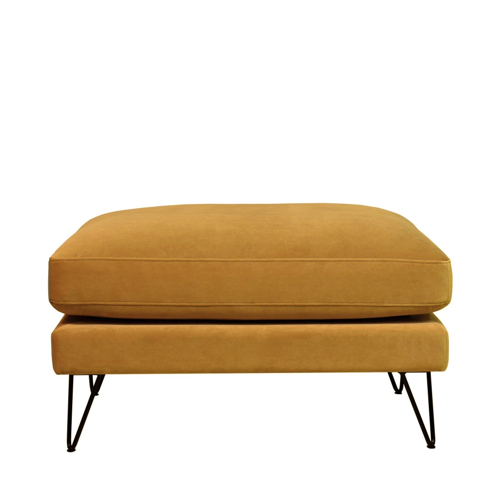 VILLABON Pouf En Velours Pieds épingles Noirs 5 VILLABON Pouf En Velours Pieds épingles Noirs – Image 3