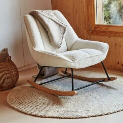 MARLINA Rocking-chair En Bouclette -Meubles Soldes Magasin rocking chair bouclette kave home marlina 8