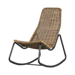 TOM Rocking-chair En Résine Tressée Et Métal -Meubles Soldes Magasin rocking chair resine tressee metal woood tom 1