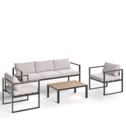 ASKO Salon De Jardin 1 Canapé, 2 Fauteuils Et 1 Table Basse En Aluminium -Meubles Soldes Magasin salon de jardin 1 canape 2 fauteuils 1 table basse aluminium asko 3
