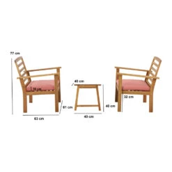 KIMO Salon De Jardin 2 Fauteuils Et 1 Table Basse En Bois D'acacia -Meubles Soldes Magasin salon de jardin 2 fauteuils 1 table basse bois acacia kimo 6