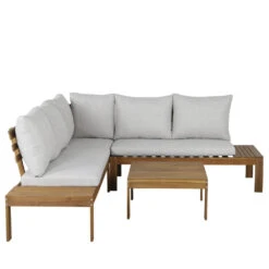 SULI Salon De Jardin 1 Canapé D'angle Et 1 Table Basse En Bois D'acacia -Meubles Soldes Magasin salon de jardin canape angle table basse bois acacia suli 2